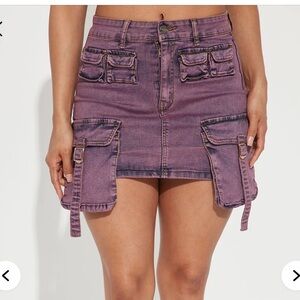 Fashion Nova Purple Utility Denim Skirt